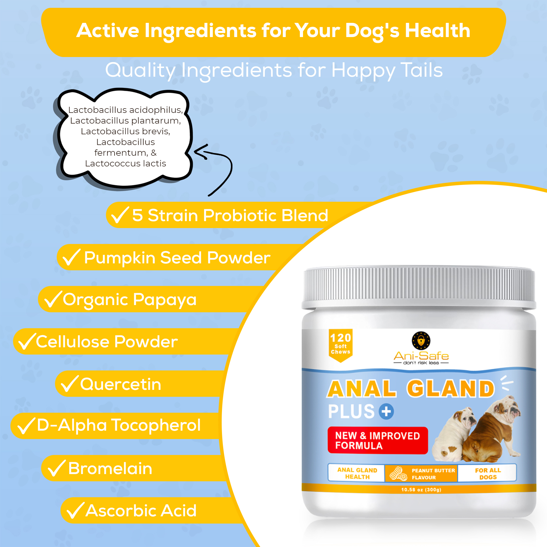 XL Pack - Ani-Safe Anal Gland PLUS Dog Treats for Digestive Pro + Postbiotic