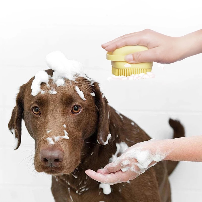 Dog Cat Bath Brush Comb Silicone Rubber Dog Grooming Brush