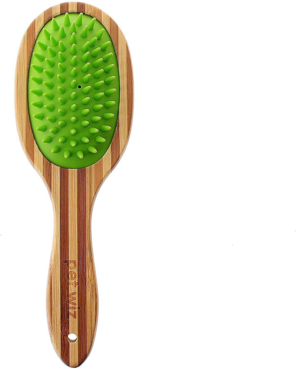 Double Sided Bamboo Dog Brush with Silicone Massager for Grooming