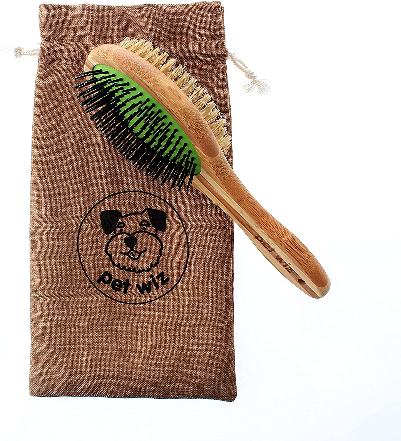 Double Sided Pin & Bristle Bamboo Brush for Dog Grooming