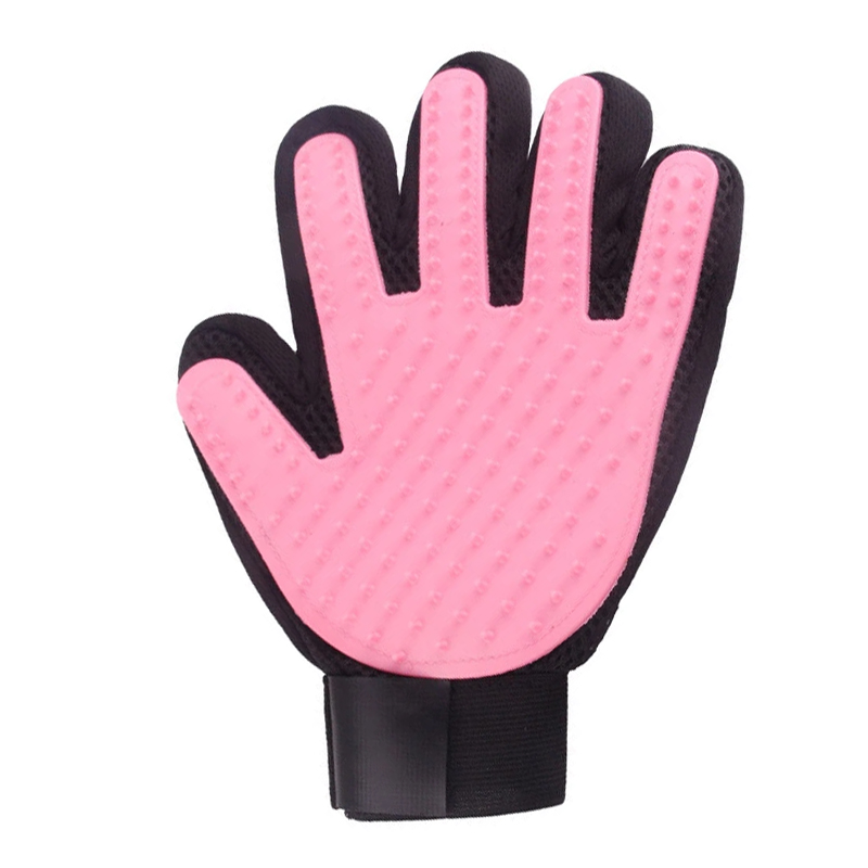 Pet Grooming Glove - Gentle Deshedding Brush Glove - Efficient Pet Hair Remover Mitt - Enhanced Five Finger Design - Perfect for Dog & Cat with Long & Short Fur