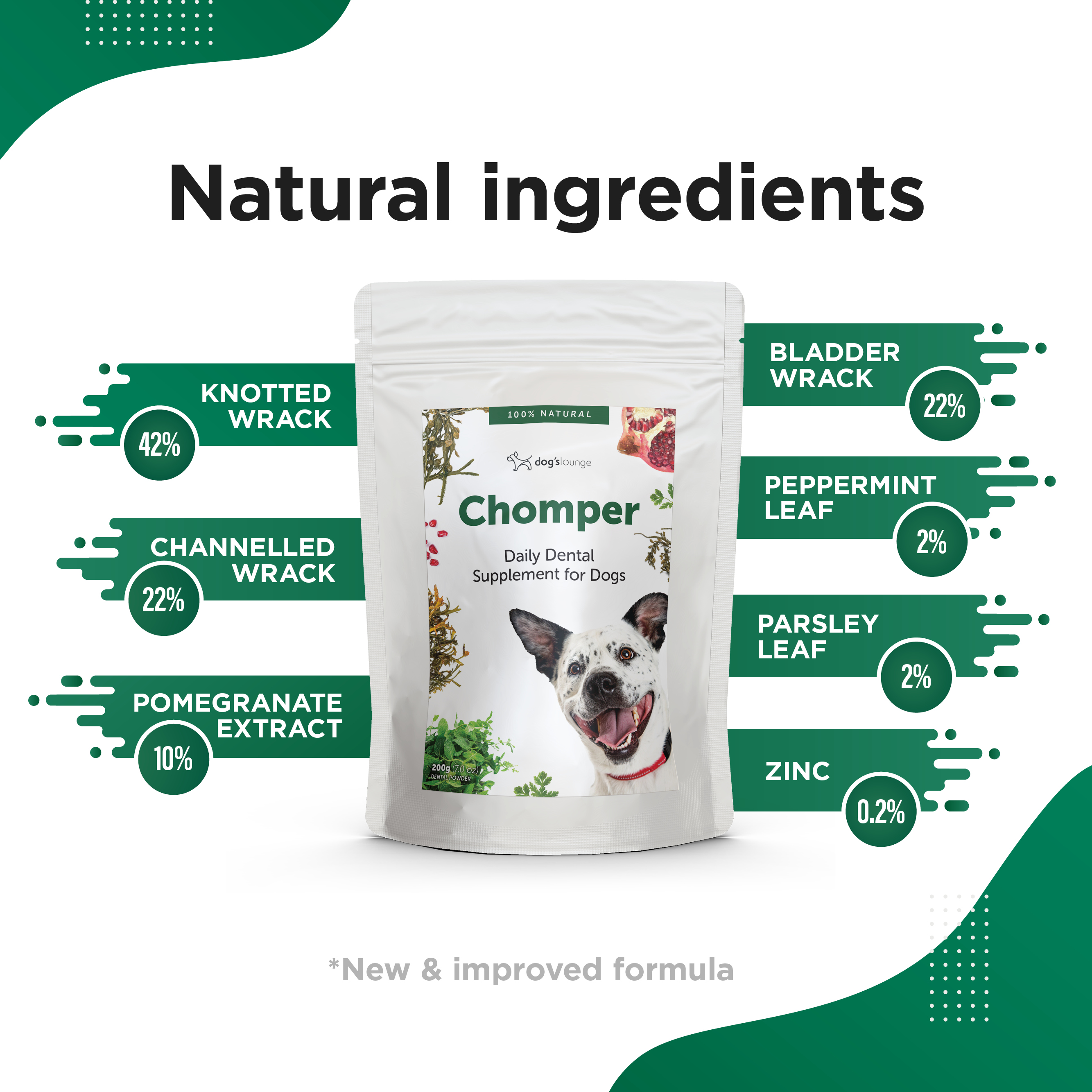 CHOMPER – Organic Tartar &amp; Plaque Remover for Dogs &amp; Puppies