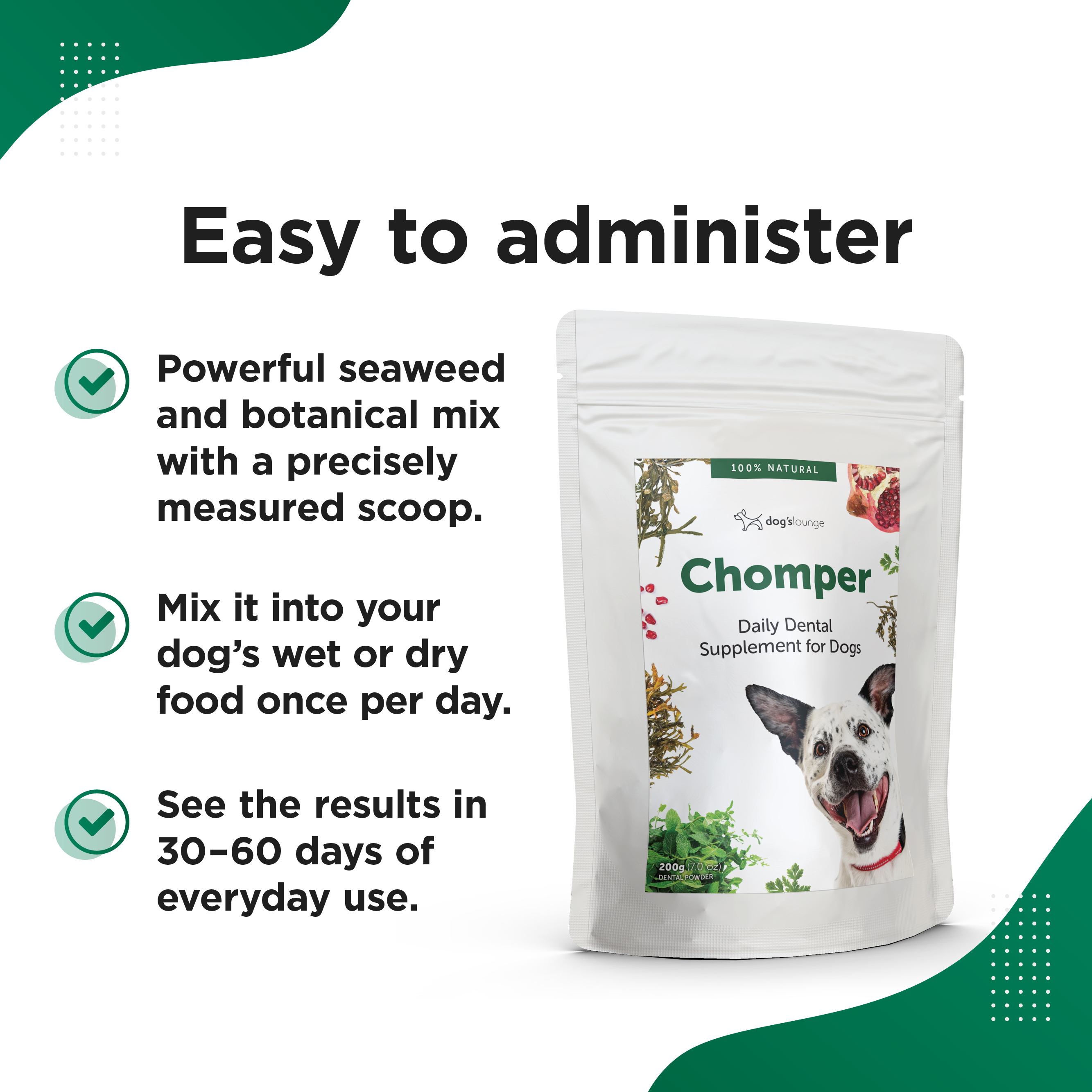 CHOMPER – Organic Tartar &amp; Plaque Remover for Dogs &amp; Puppies