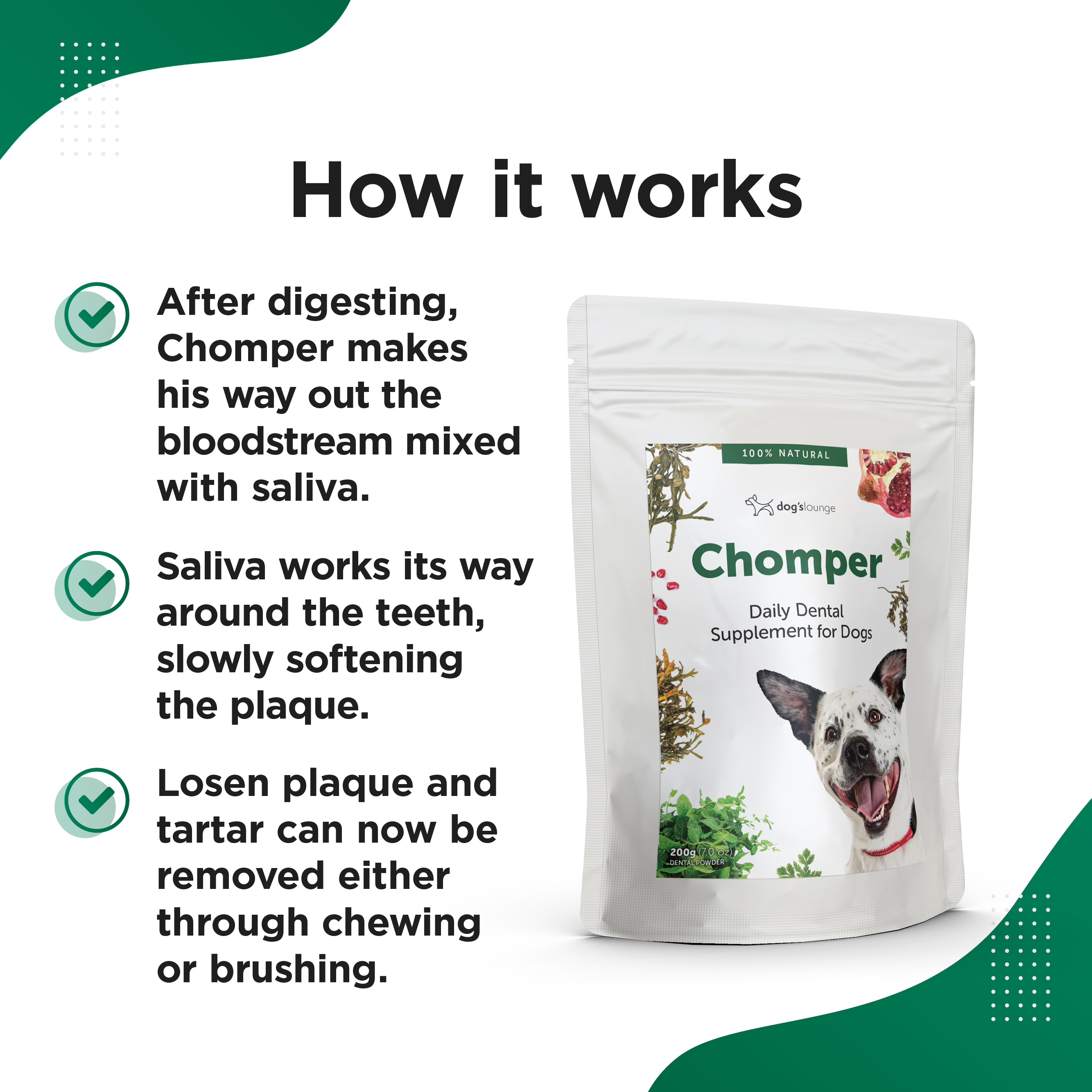CHOMPER – Organic Tartar &amp; Plaque Remover for Dogs &amp; Puppies