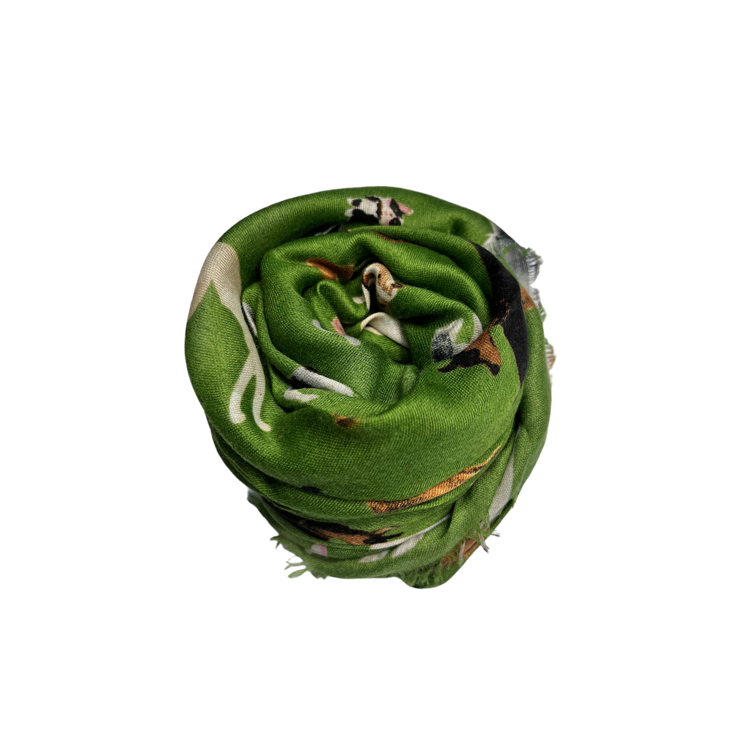 Dog print with mix breeds on medium lightweight print in green