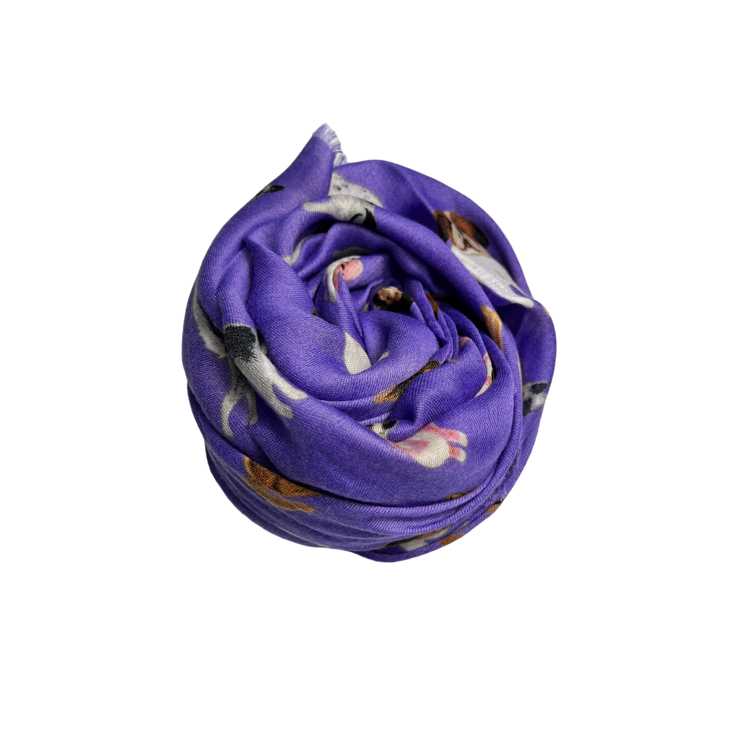 Dog print with mix breeds on medium lightweight print in purple
