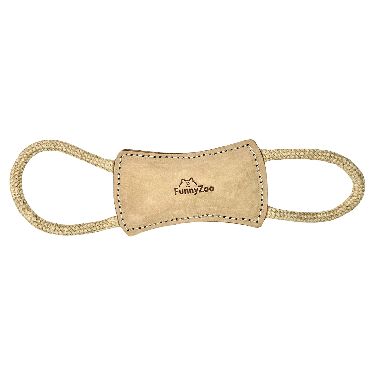 Bite tug in harness leather with two handles