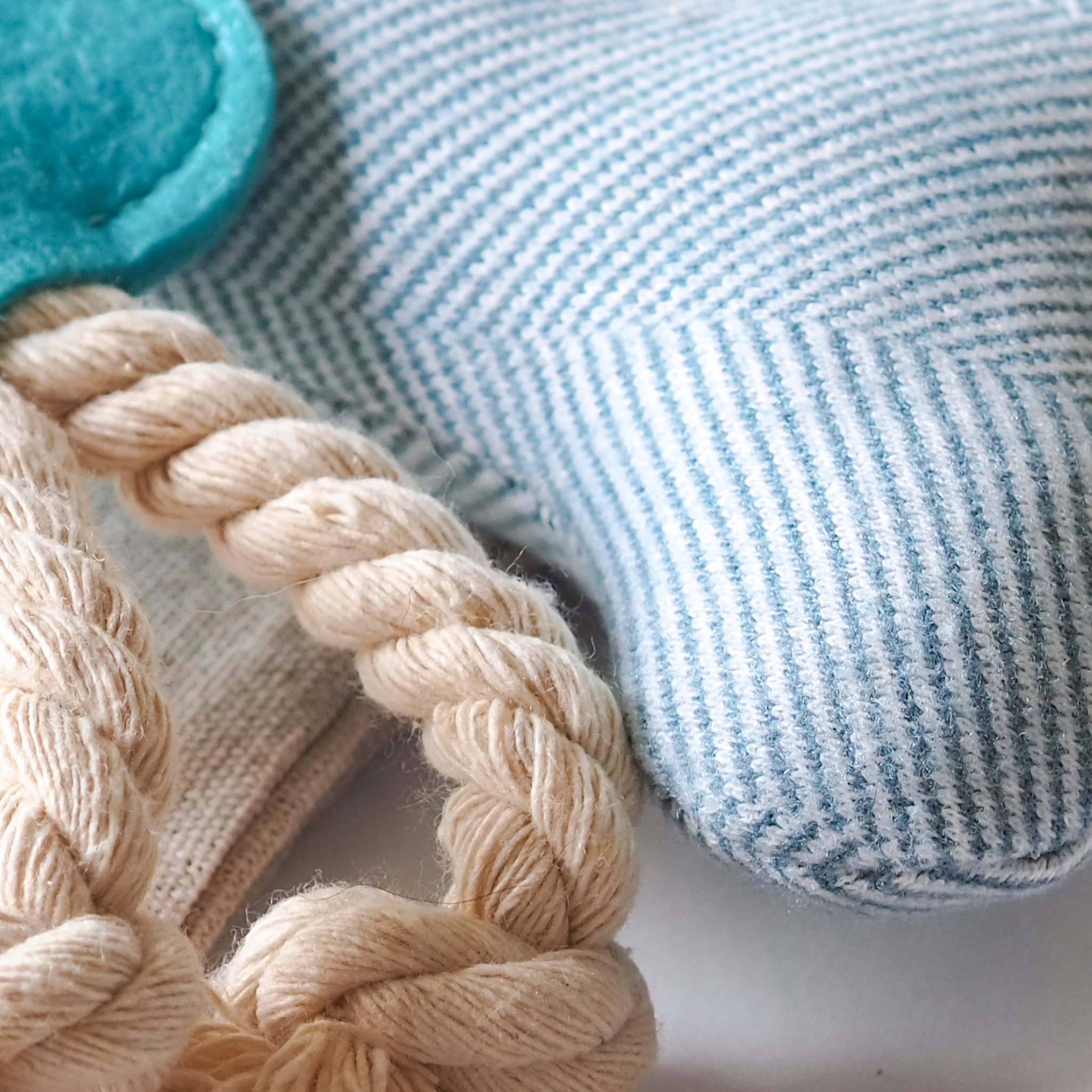 Blue Wool Bone Dog Toy - No Squeak