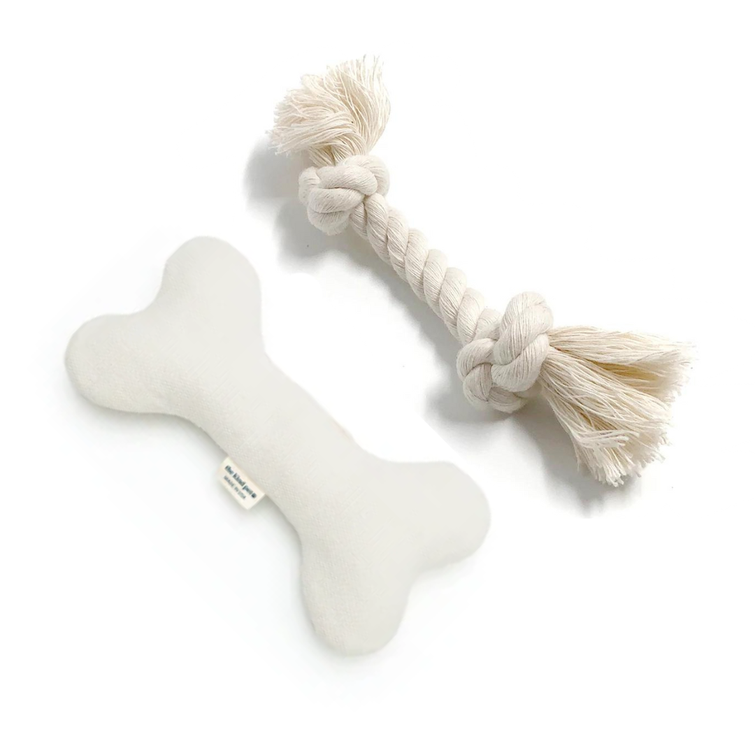 Boba &amp; Vespa Natural Dog Toy Bundle in Cotton and Hemp (+ FREE Poop Bag Holder)