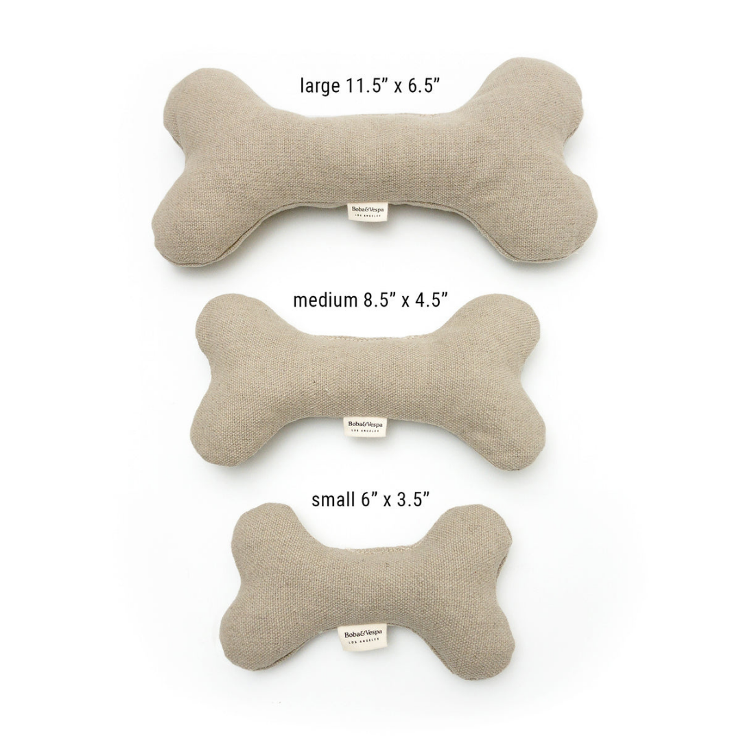 Boba &amp; Vespa Plush Hemp Dog Toy Bone for Gentle Chewers