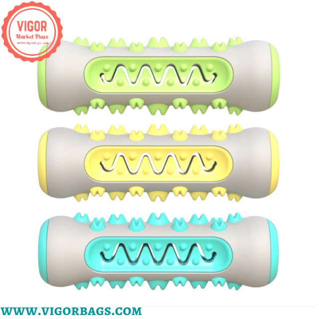 Dog Squeaky Bone Stick Toy Chew Toothbrush &amp; Grooming Brush - MOQ 10 Pcs