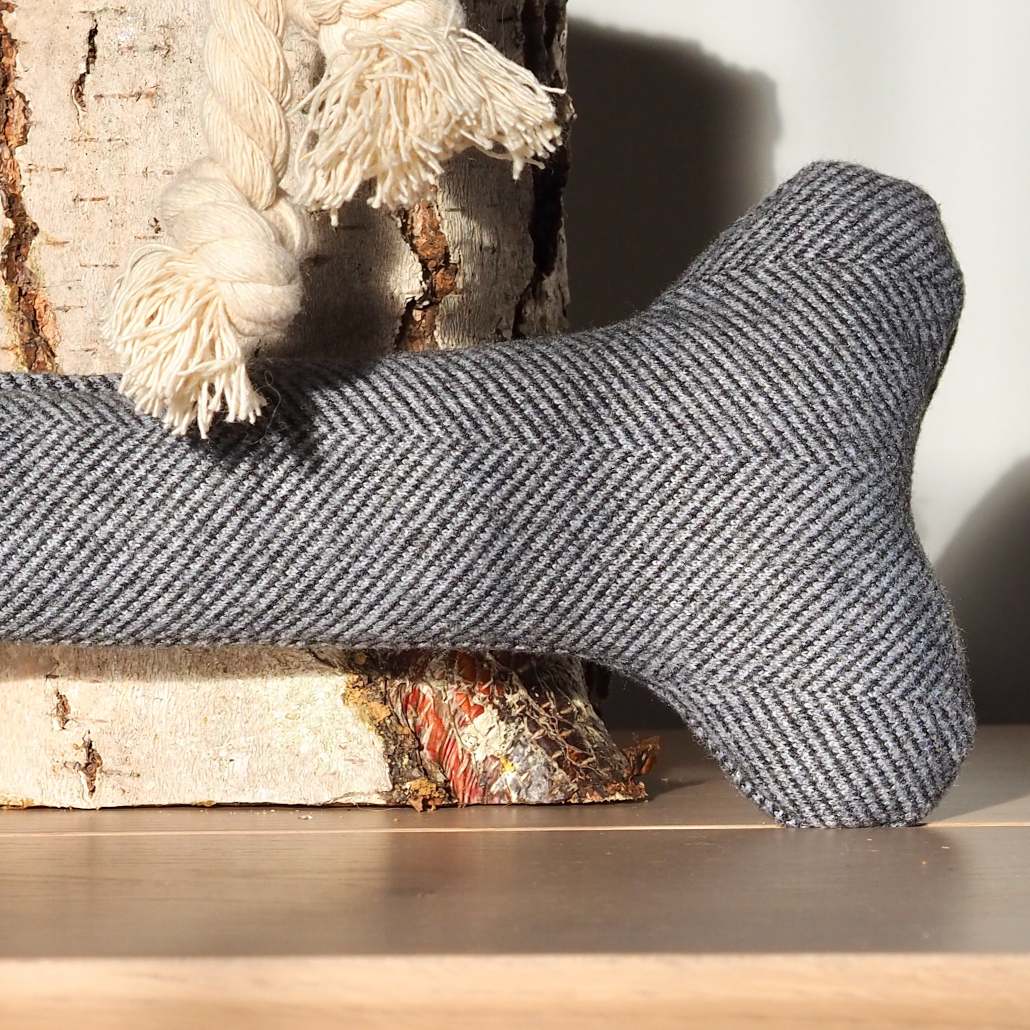 Grey Wool Play Bone Dog Toy