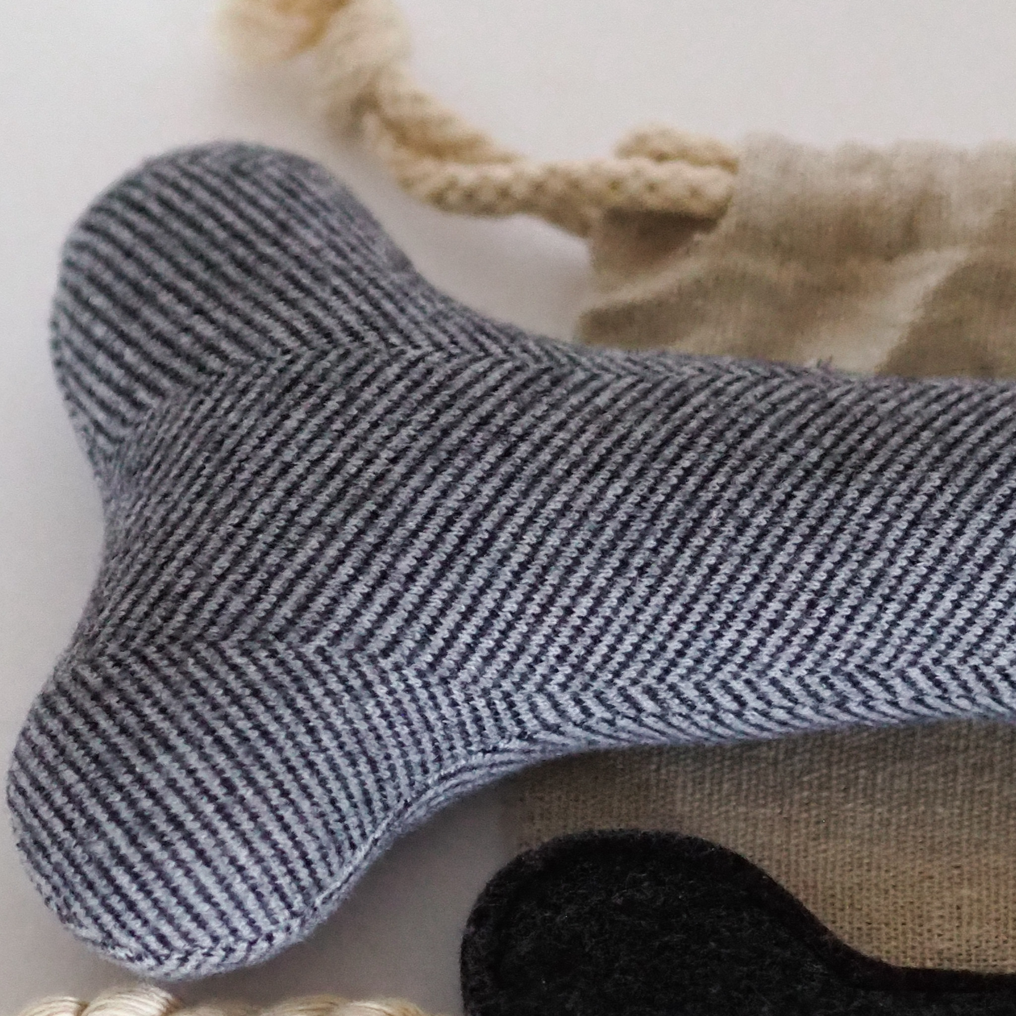 Grey Wool Play Bone Dog Toy
