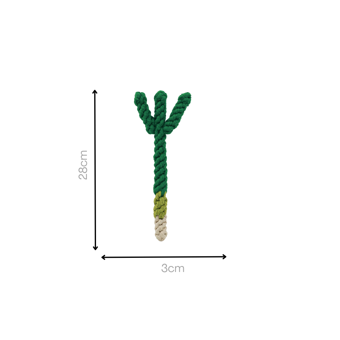 Handmade Green Onion Tug Rope Toy