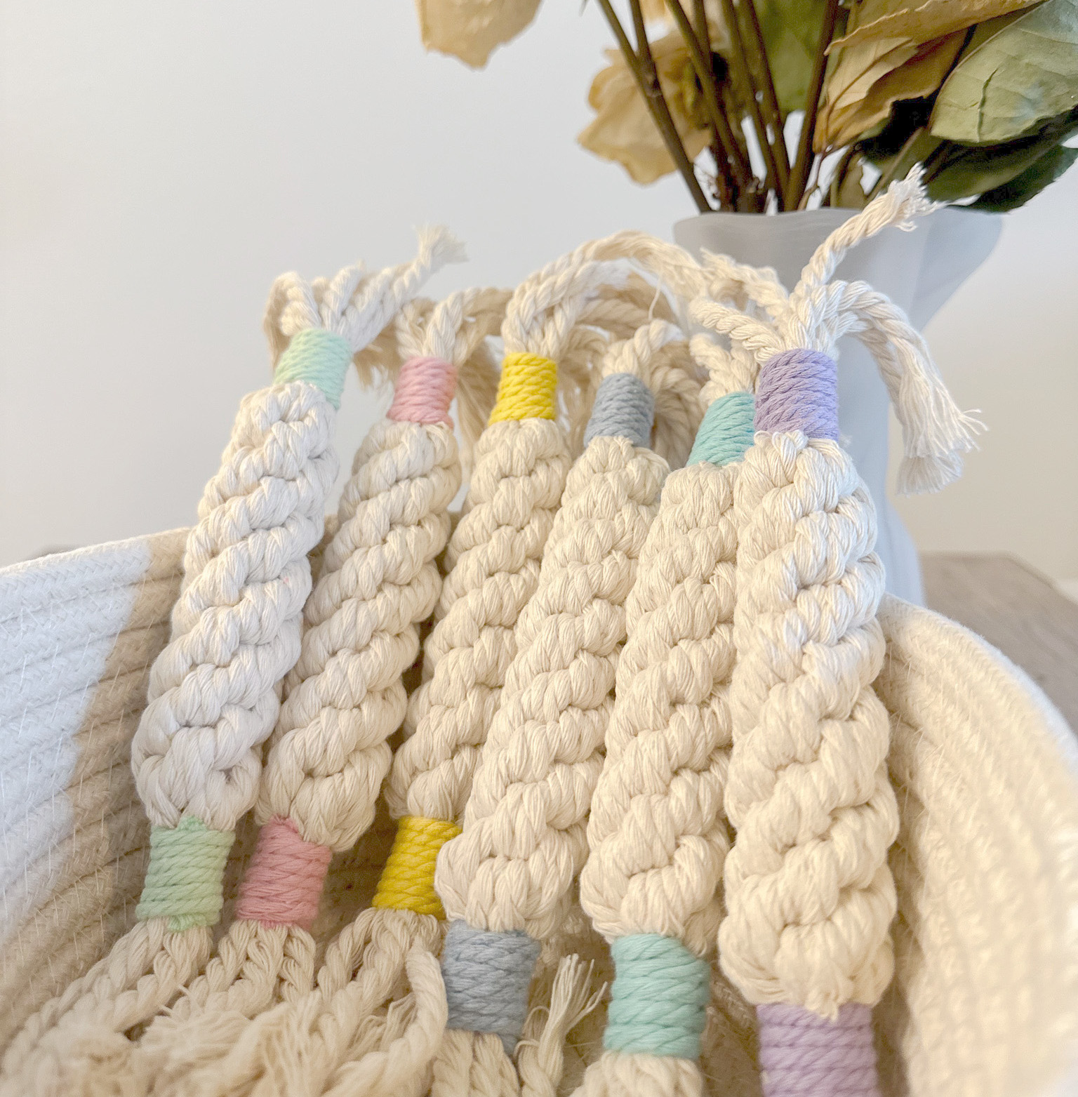 Handmade Sustainable Macrame Candy Dog Rope Toy（ Carol）