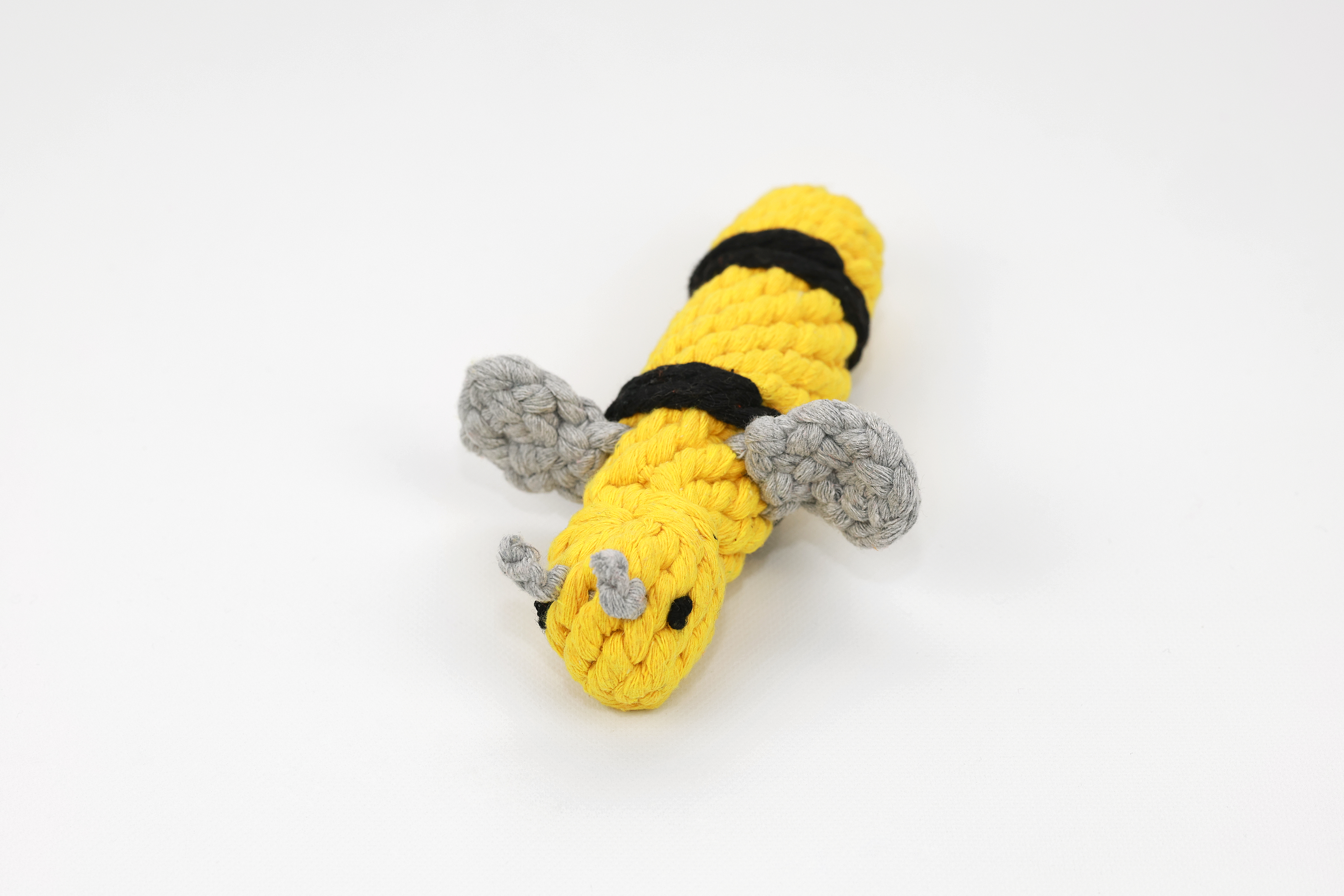 Handmade Sustainable Yellow Bee Rope Toys, Pet Chew Toys