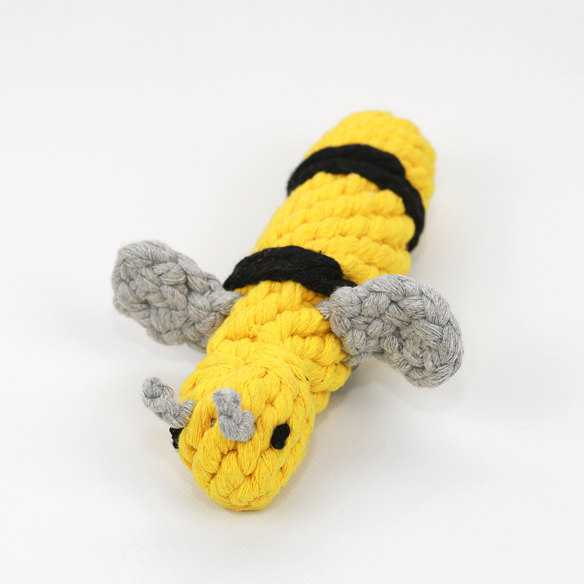 Handmade Sustainable Yellow Bee Rope Toys, Pet Chew Toys
