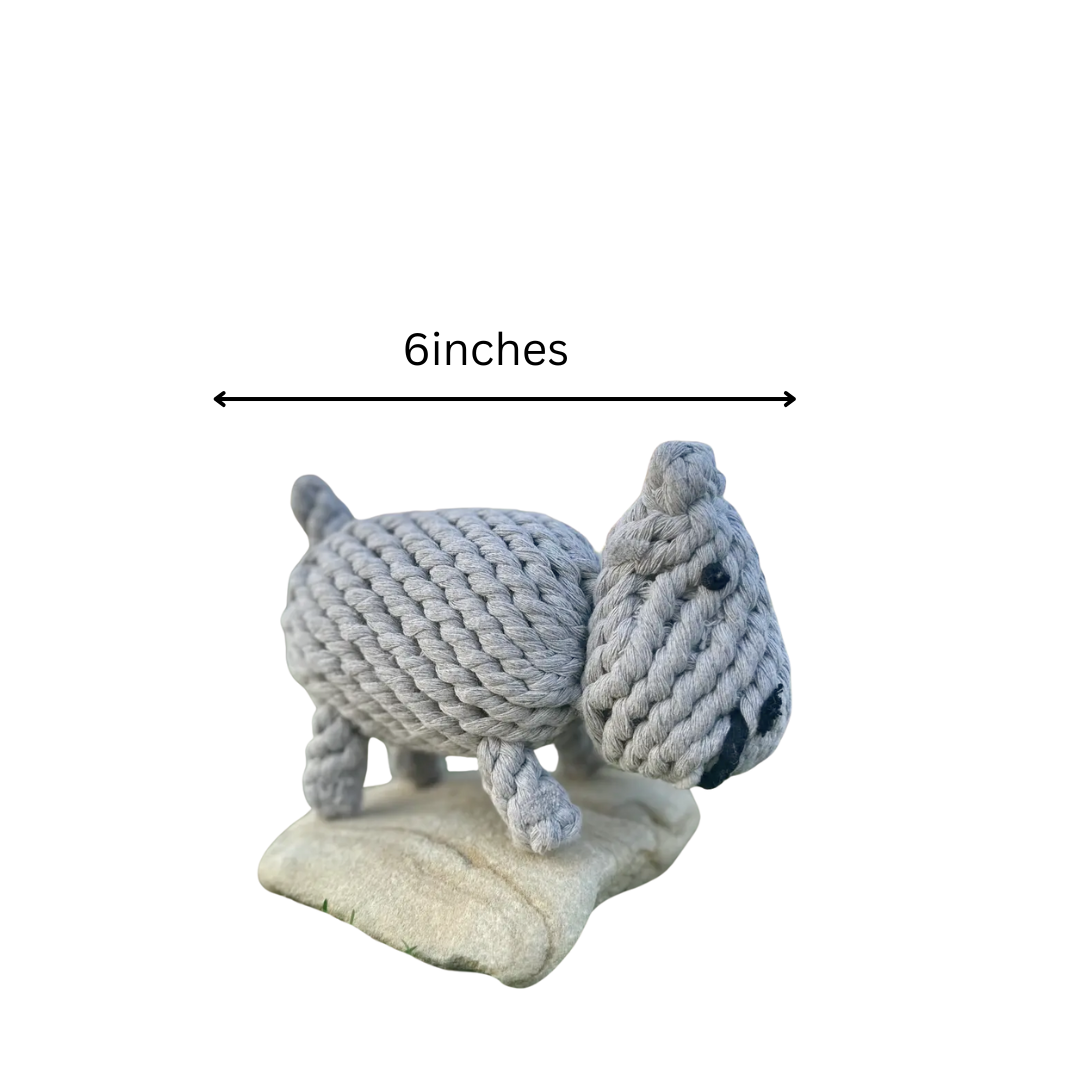 Large Gray Hippo Dog Rope Toys