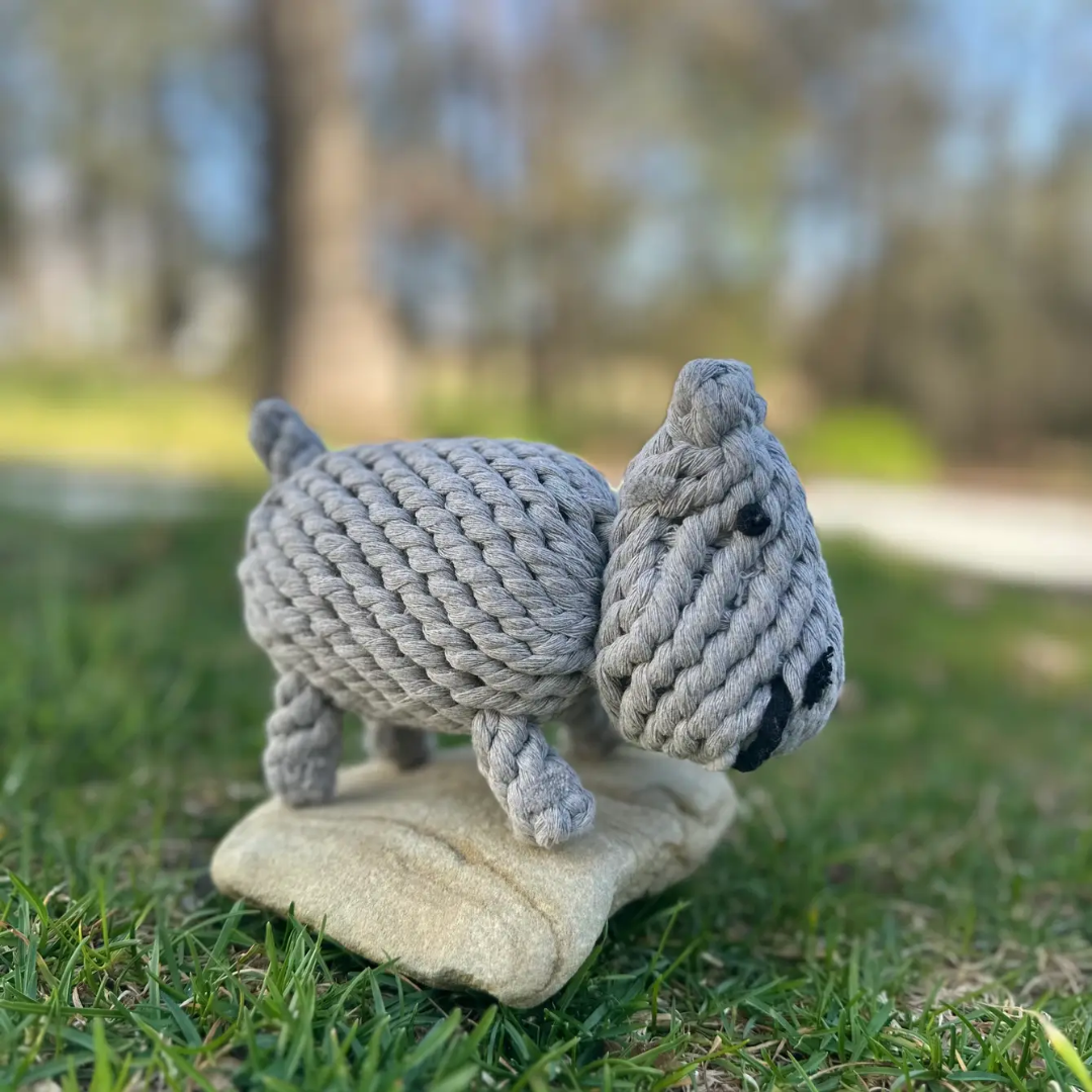 Large Gray Hippo Dog Rope Toys
