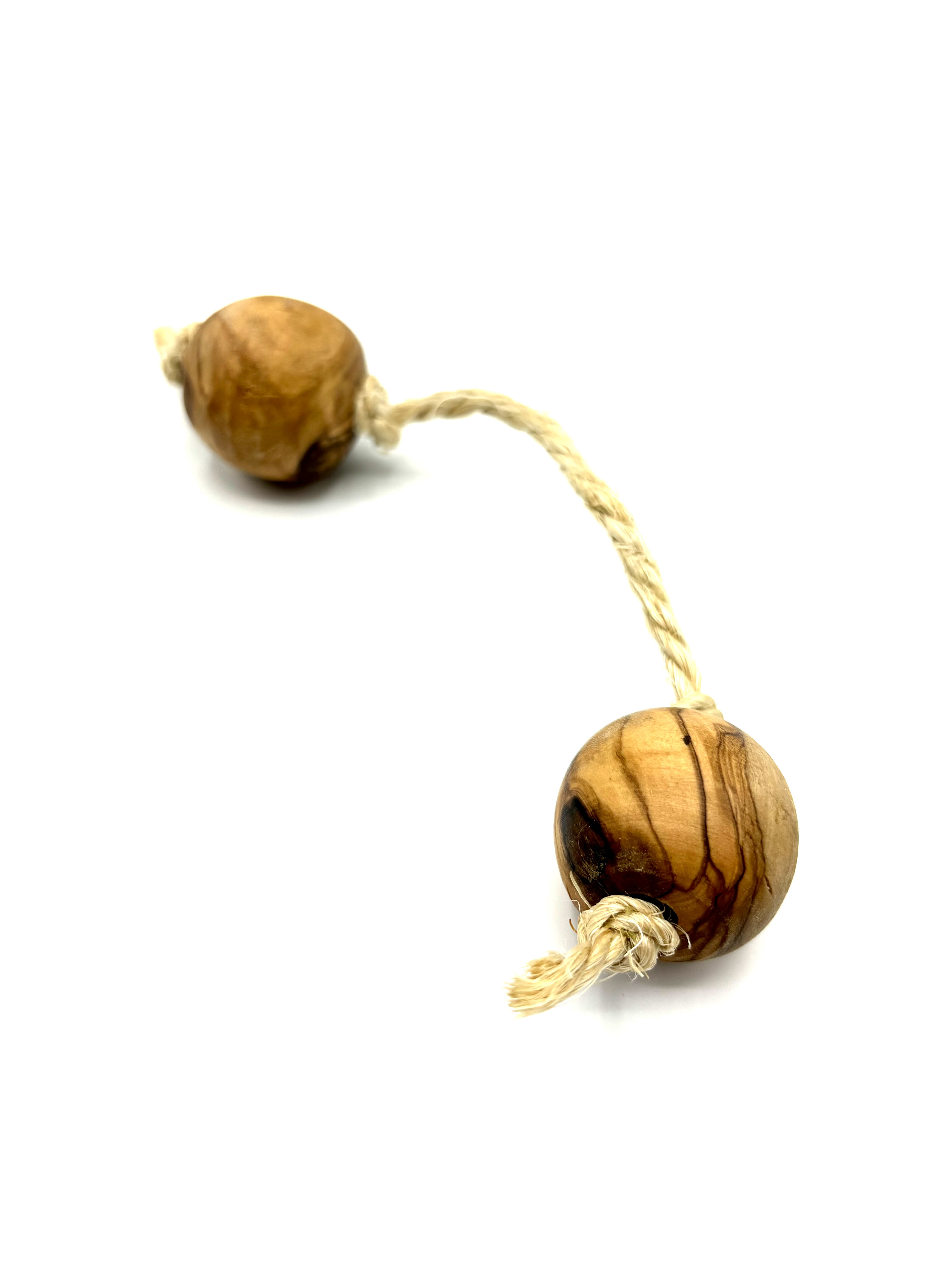 Olive wood play balls with sisal for small dogs or cats