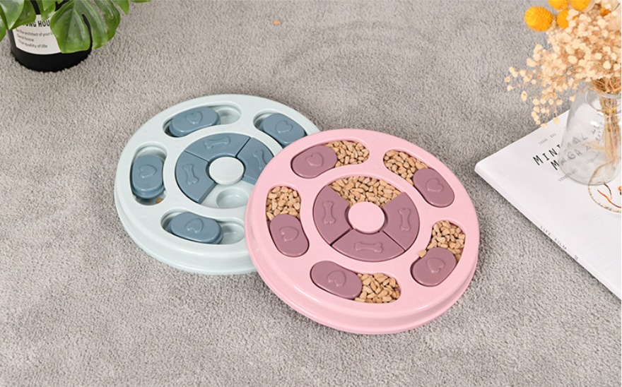 Puzzle pet toy dog food turntable eating anti choking tableware Feeder bowl(10 Pack)