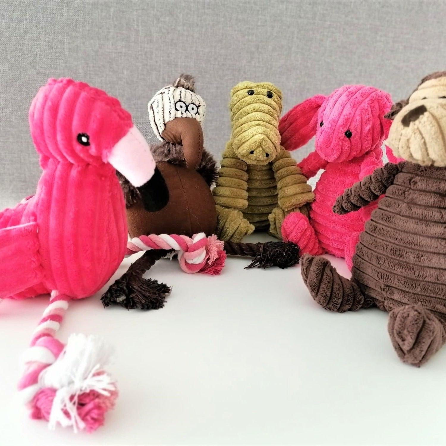 Squeaky Flamingo Plush Dog Toy