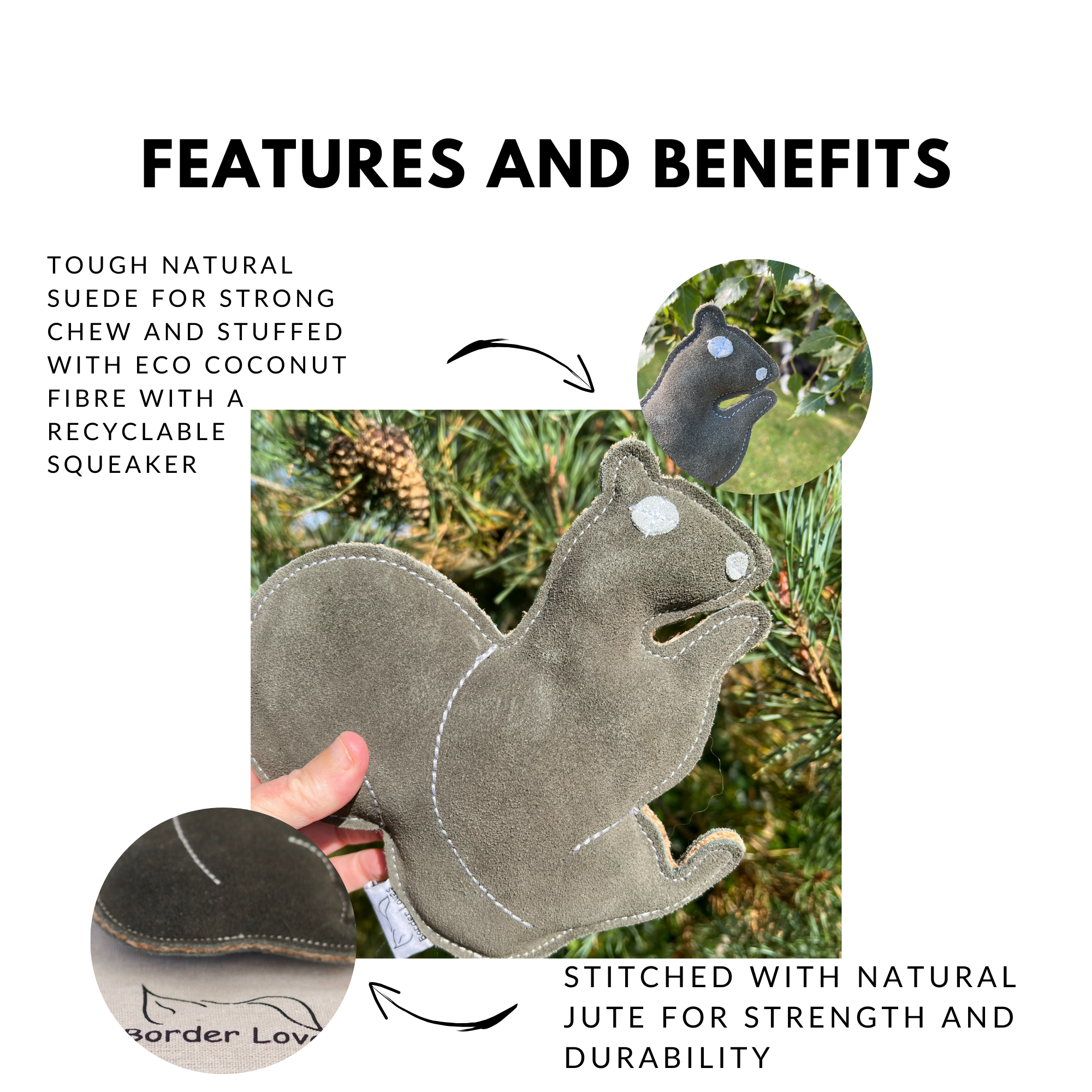 Squeaky Suede Squirrel Dog Toy