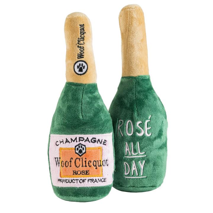 Woof Clicquot Rose Champagne Bottle Plush Toy