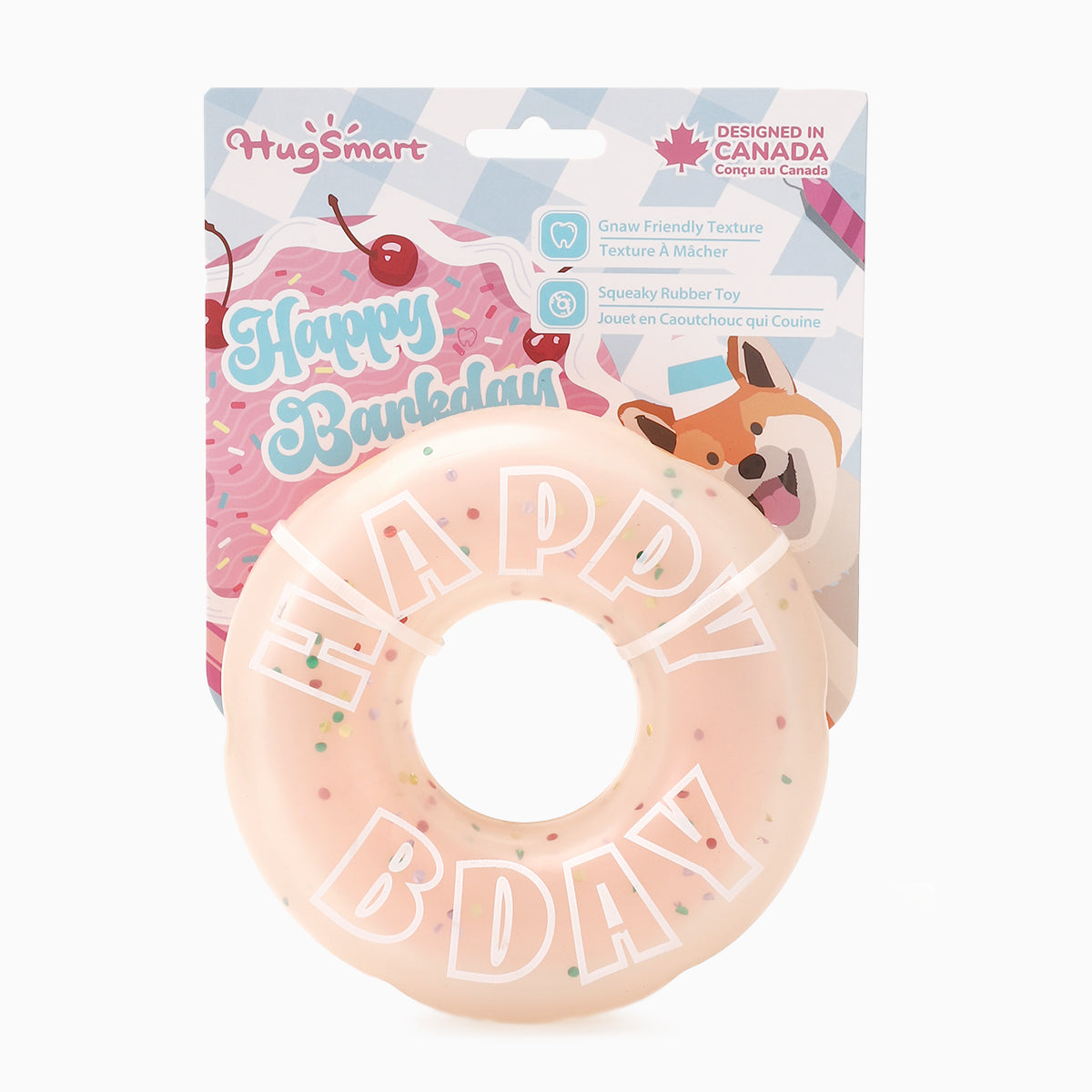 Yappy Birthday –  Birthday Donut – TPR Rubber Dog Toy