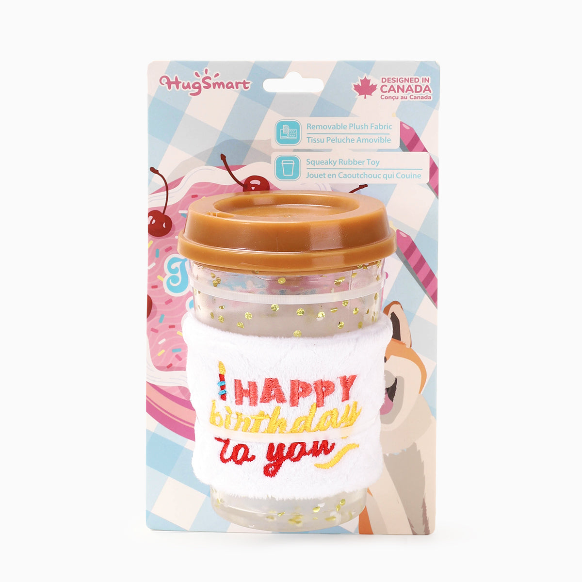 Yappy Birthday – Brown Birthday Coffee  – TPR Rubber Dog Toy