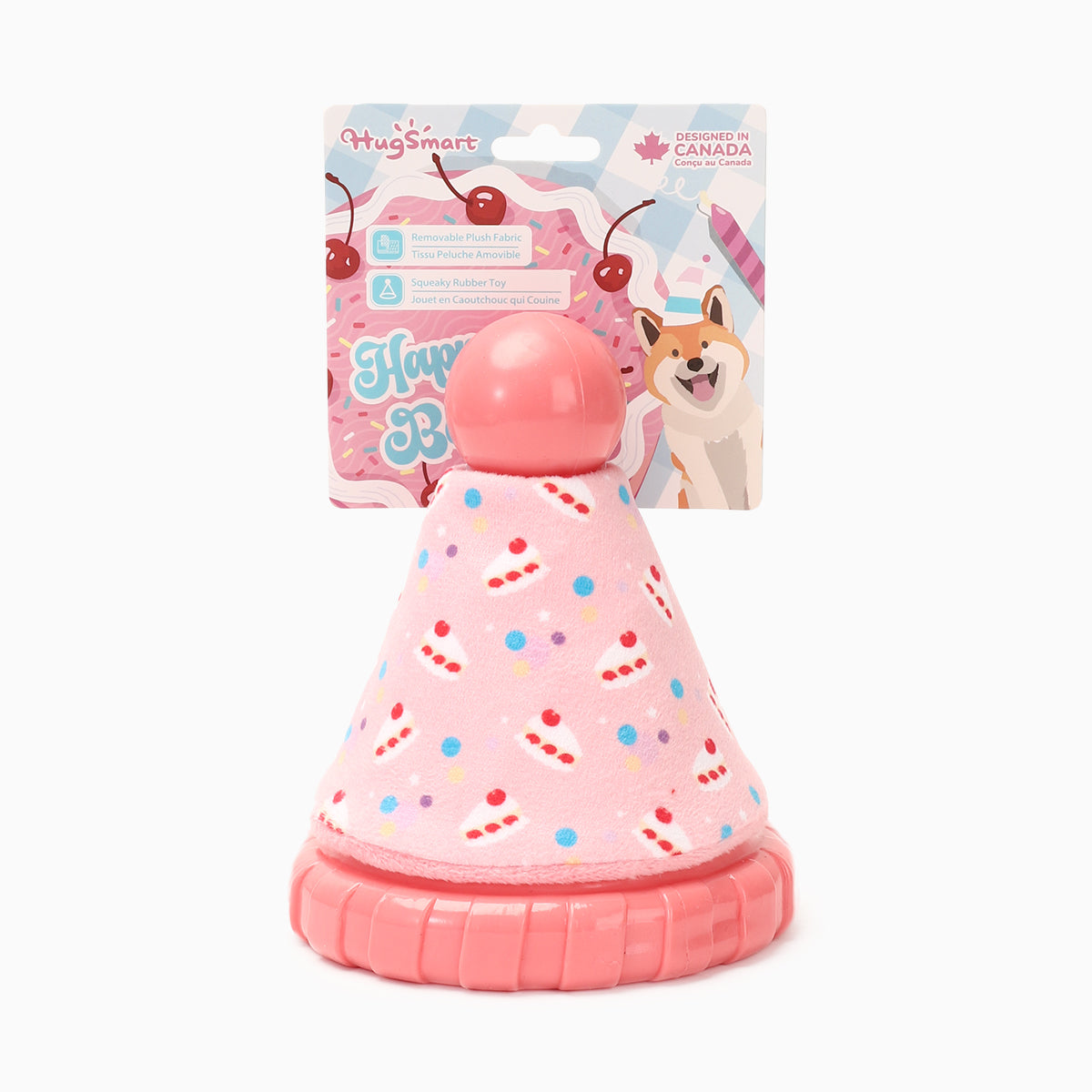 Yappy Birthday –  Pink Party Hat – TPR Rubber Dog Toy