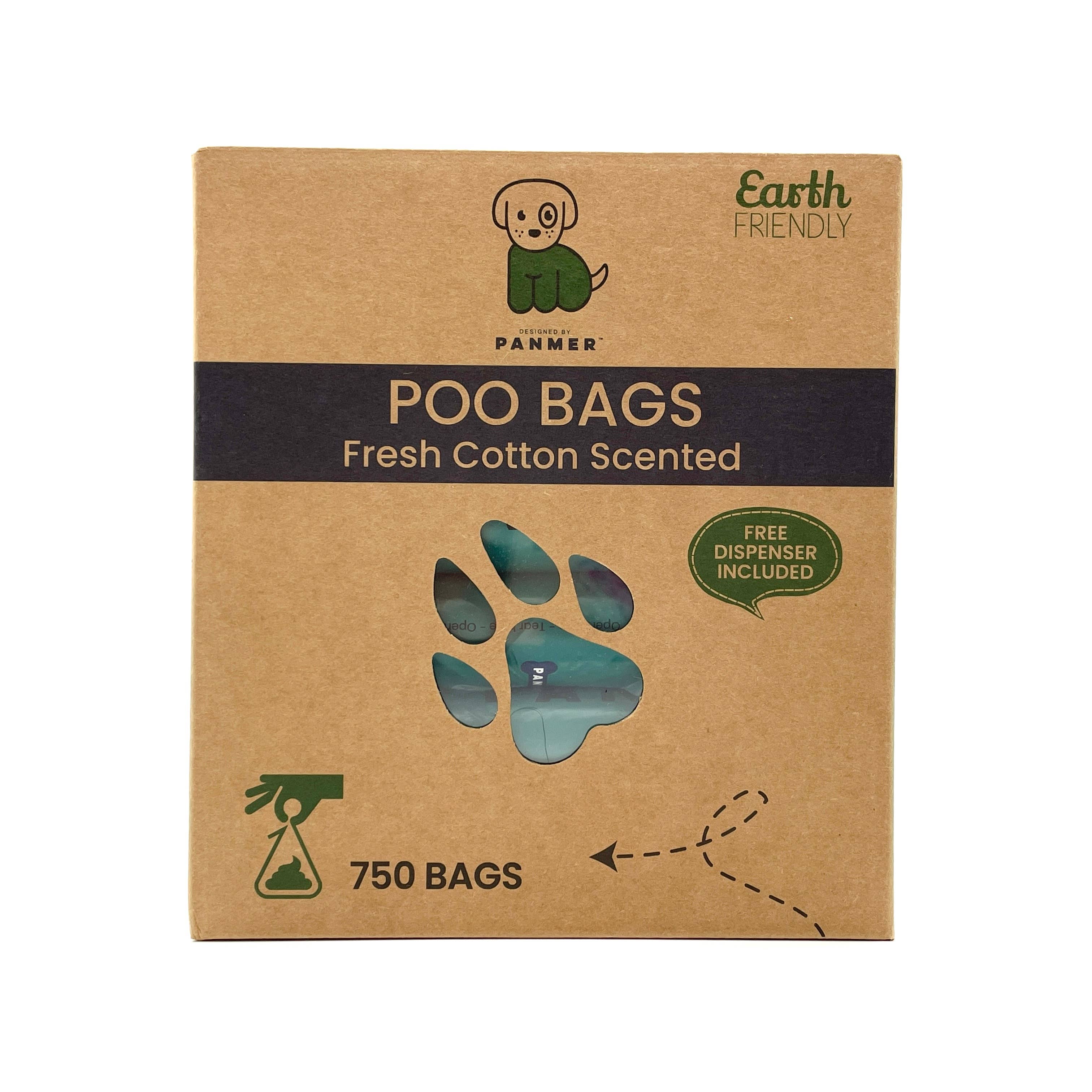 Dog Poo Bags on Rolls Cotton Scented 750 Bags + Dispenser