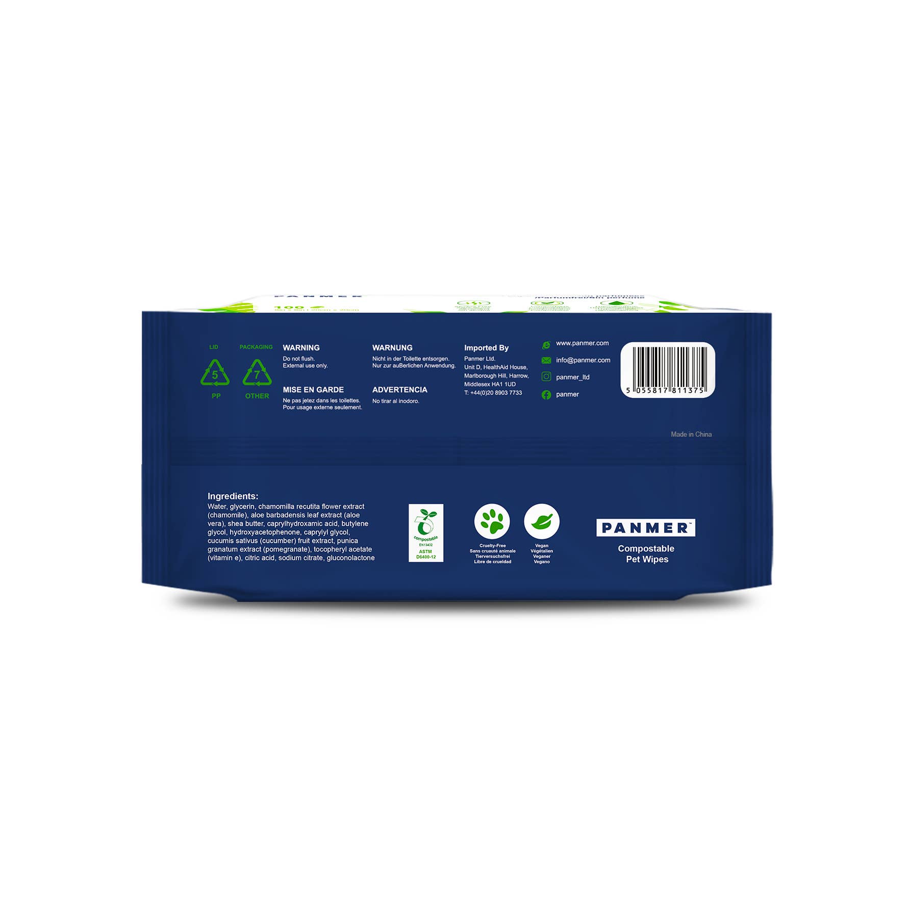 Pet Dog Wipes For All Pets Eco-Friendly Hypoallergenic x 100