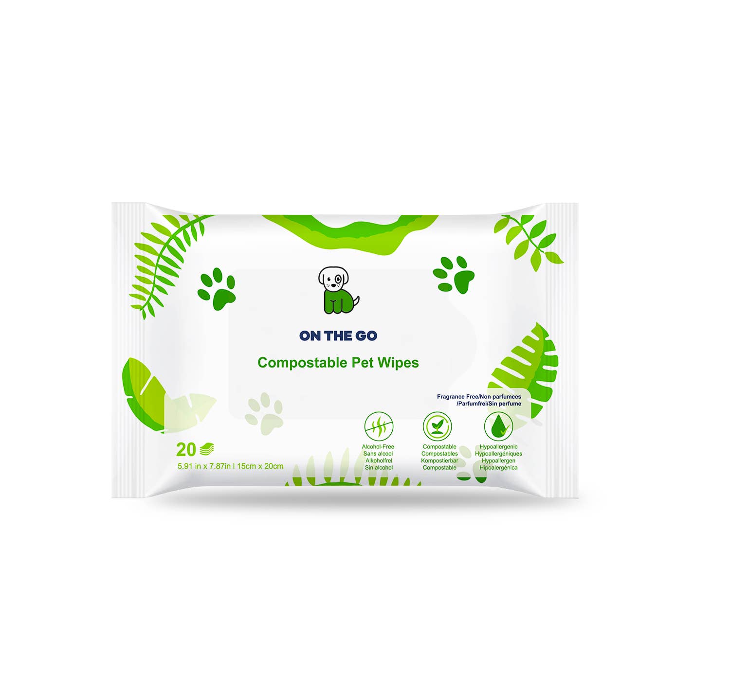 Pet Dog Wipes Travel Pack Eco-Friendly Hypoallergenic x 20